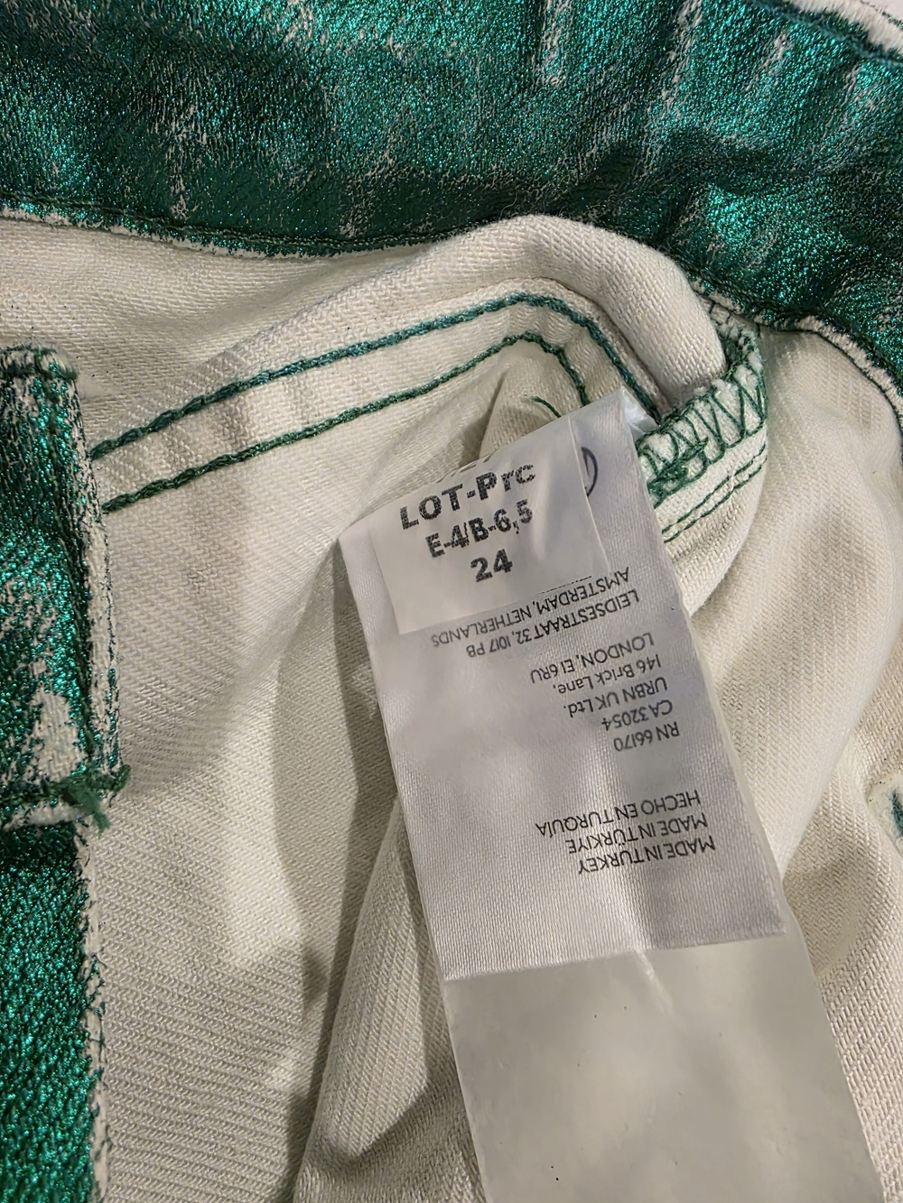 We The Free Moxie Metallic Emerald Green Barrel Jeans - Picture 6 of 6